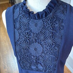 Karl Lagerfeld Navy Midi Dress with Floral Detail